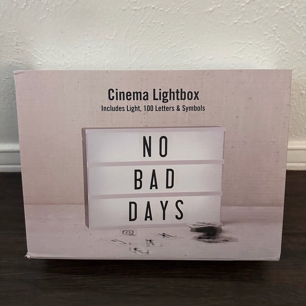 Cinema Lightbox Marquee Sign - White with Black Letters